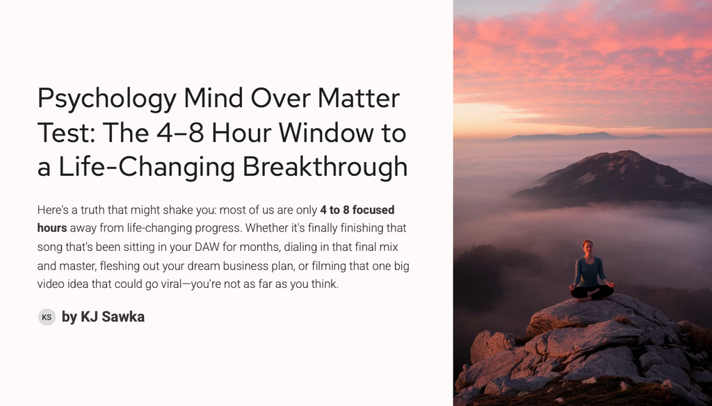 Psychology Mind Over Matter Test: The 4–8 Hour Window to a Life-Changing Breakthrough