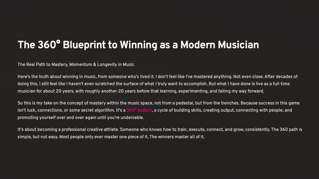 The 360° Blueprint to Winning as a Modern Musician